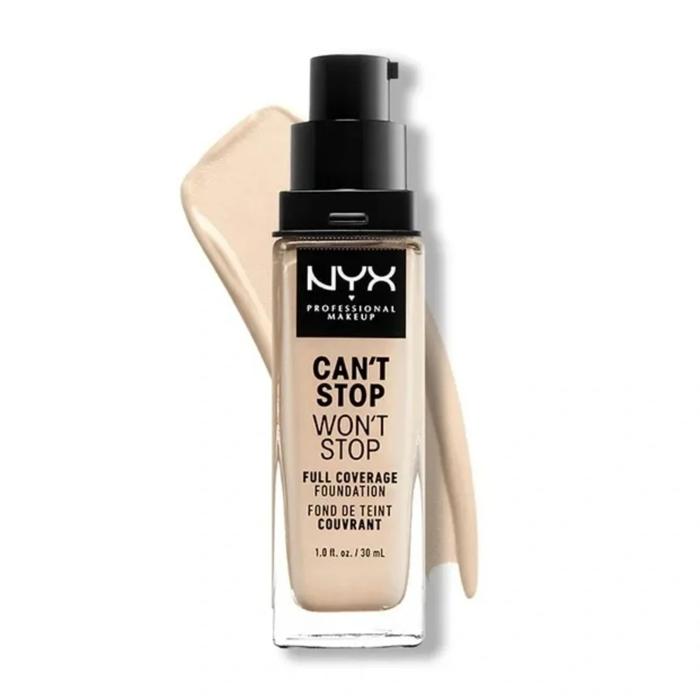 NYX Can't Stop Won't Stop 24hr Full Coverage Liquid Foundation Pale, NEW